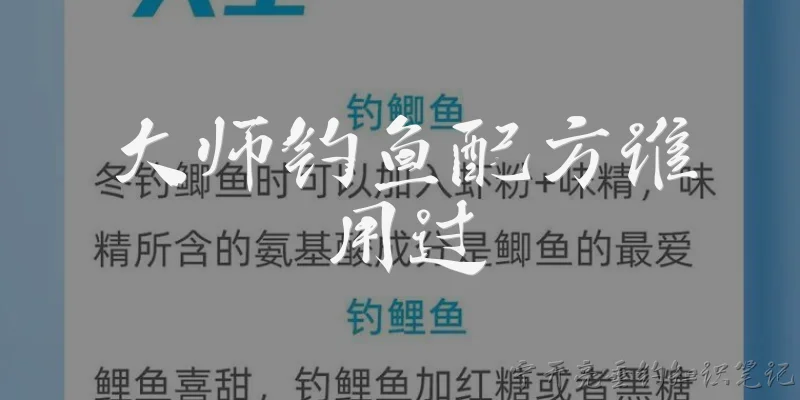 大师钓鱼配方谁用过